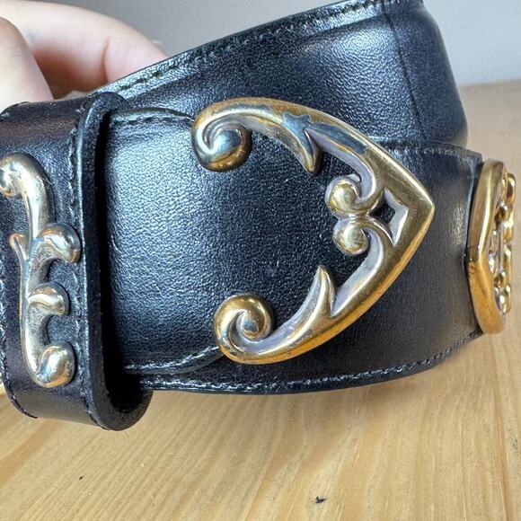 VTG Brighton Womens Belt Black Leather Medium 31-32” - Picture 2 of 8